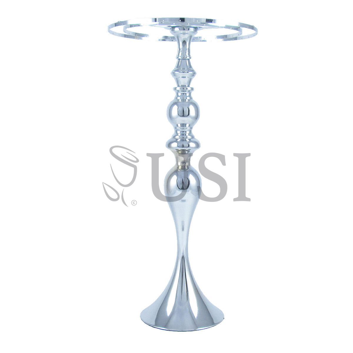Mermaid Double Chandelier Ring Flower Holder, 24in, Silver