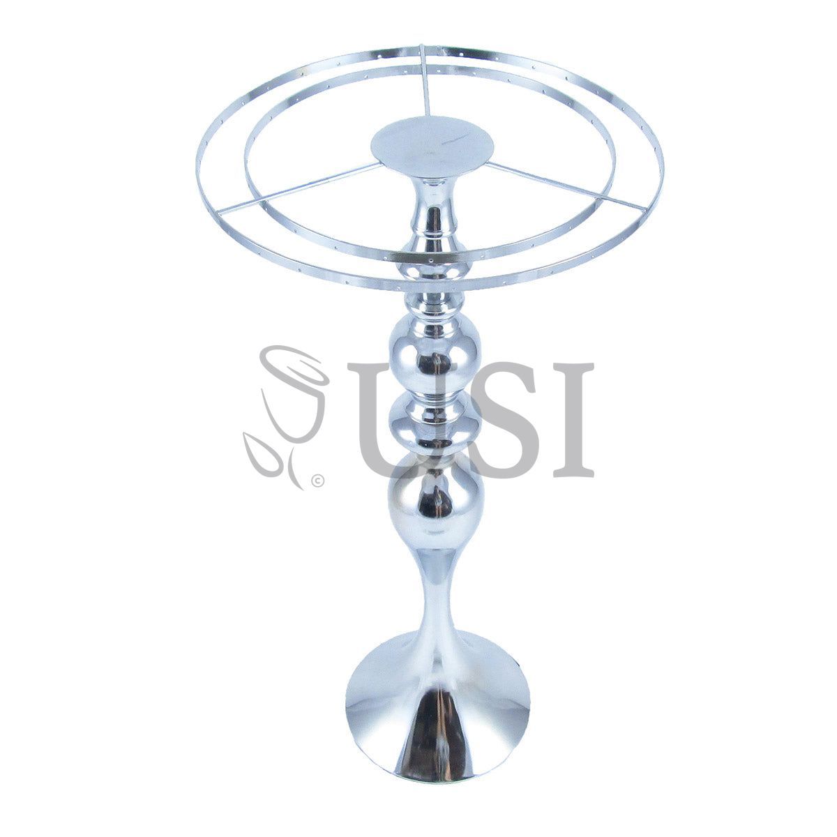 Mermaid Double Chandelier Ring Flower Holder, 24in, Silver