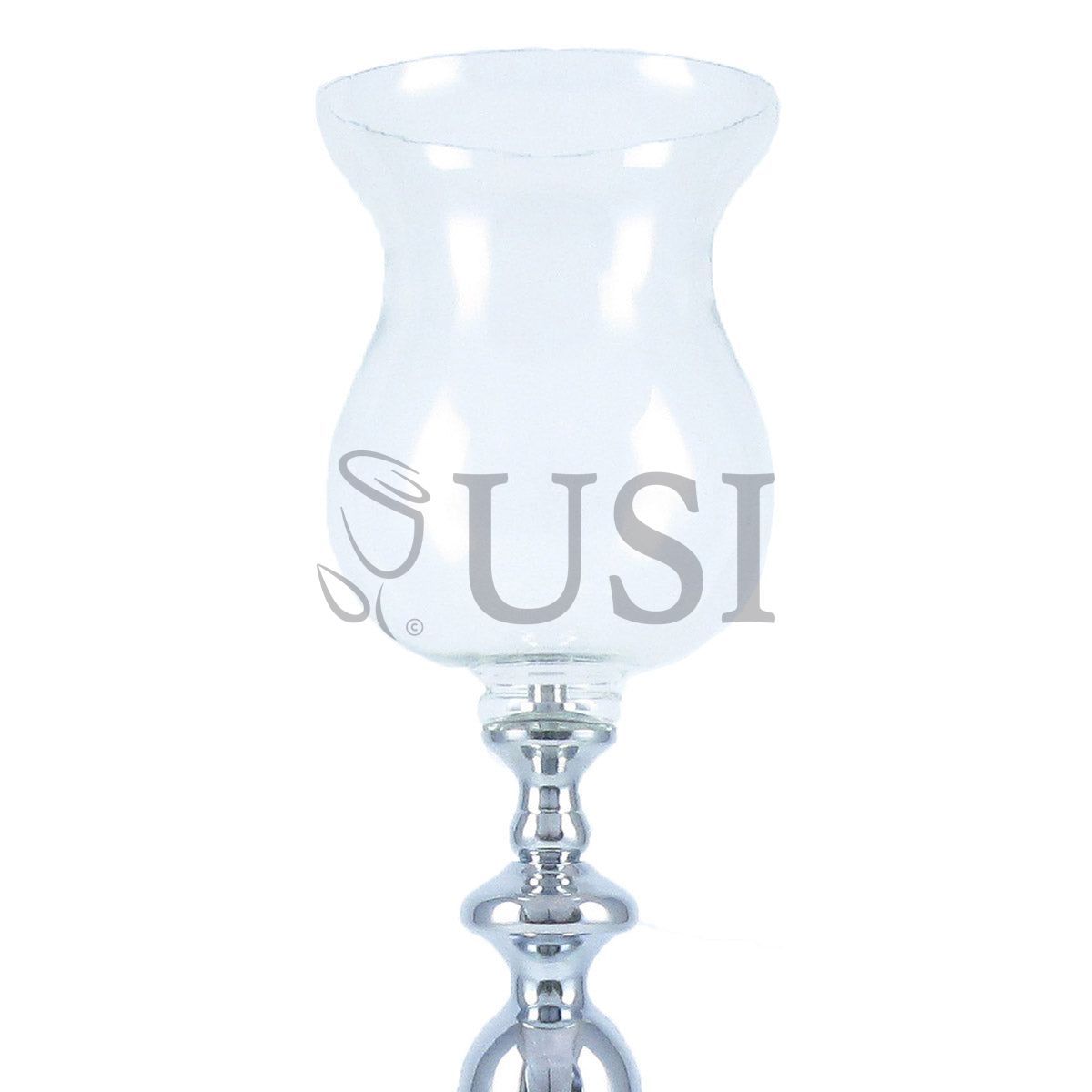 Glass Top Hurricane Vase Candle Holder, 27in, Silver (250372 IN-GO)