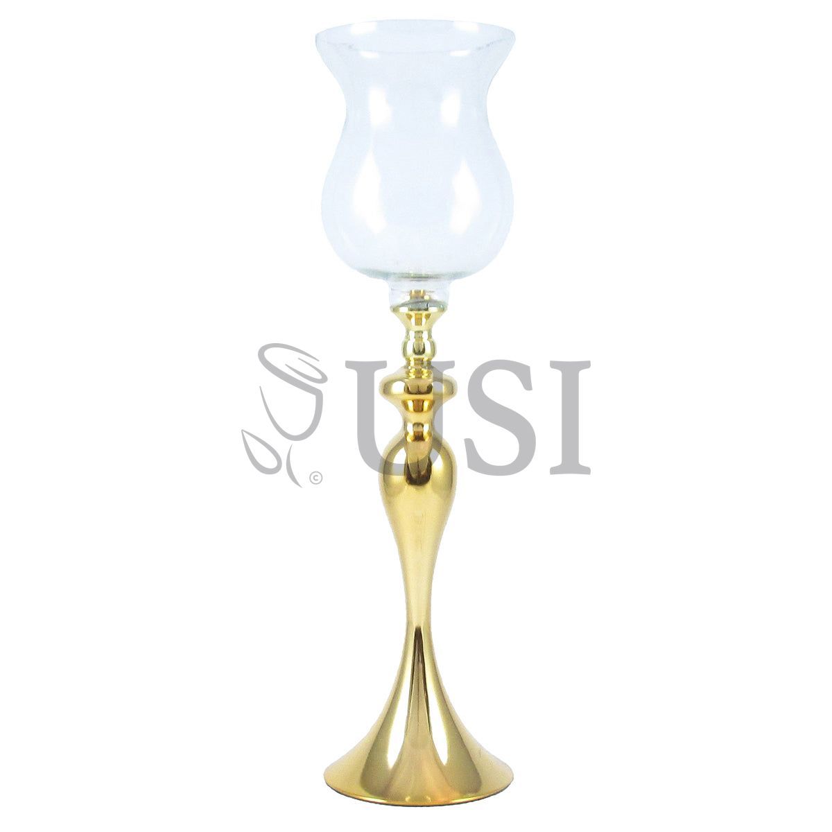 Glass Top Hurricane Vase Candle Holder, 27in, Indian Gold (250371 SIL)