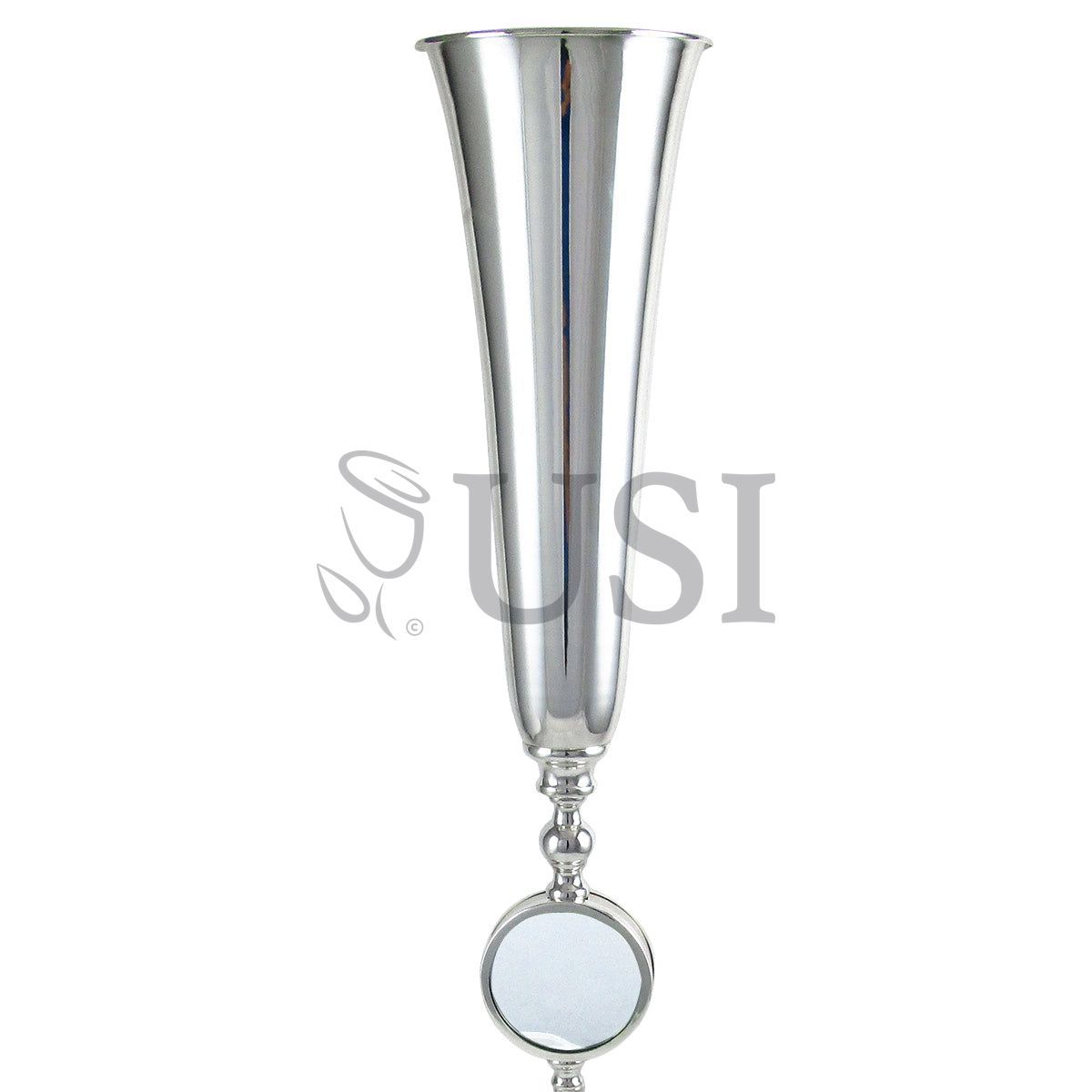 Trumpet Mirrored Placeholder Vase Centerpiece, 36in, Silver