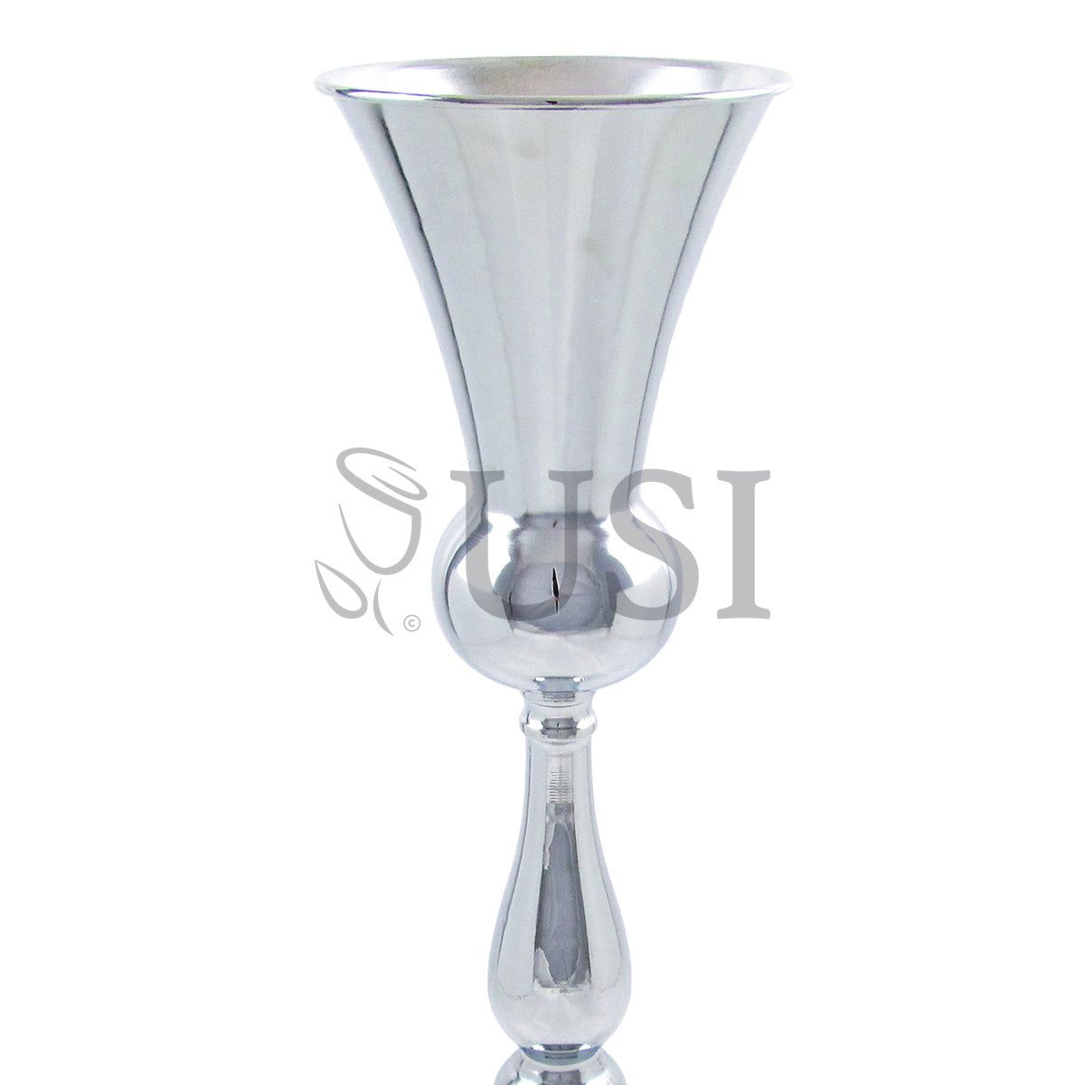 Metal Trumpet Bulb Vase Centerpiece, 22in, Silver