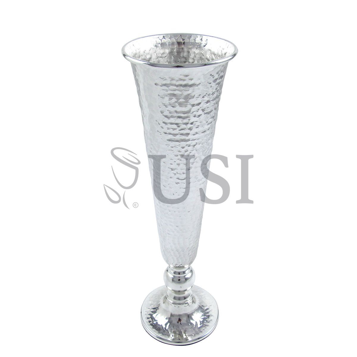 Metal Hammered Vase Centerpiece, 16in, Silver