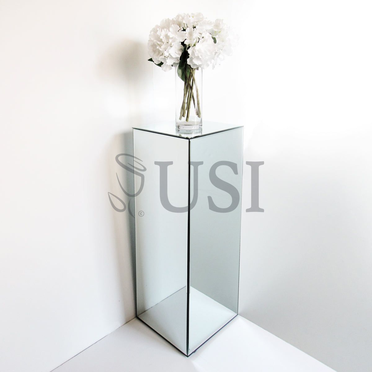 Mirror Block Display Column Pedestal, 31.5x12in, Clear