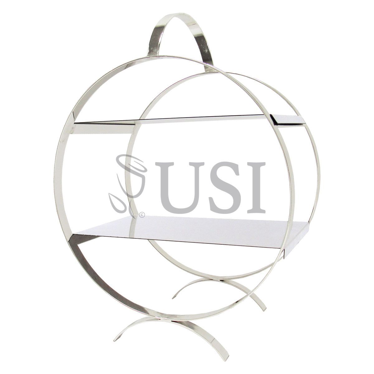 Metal Ring 2-Tier Dessert Display Stand Centerpiece, 19in, Silver