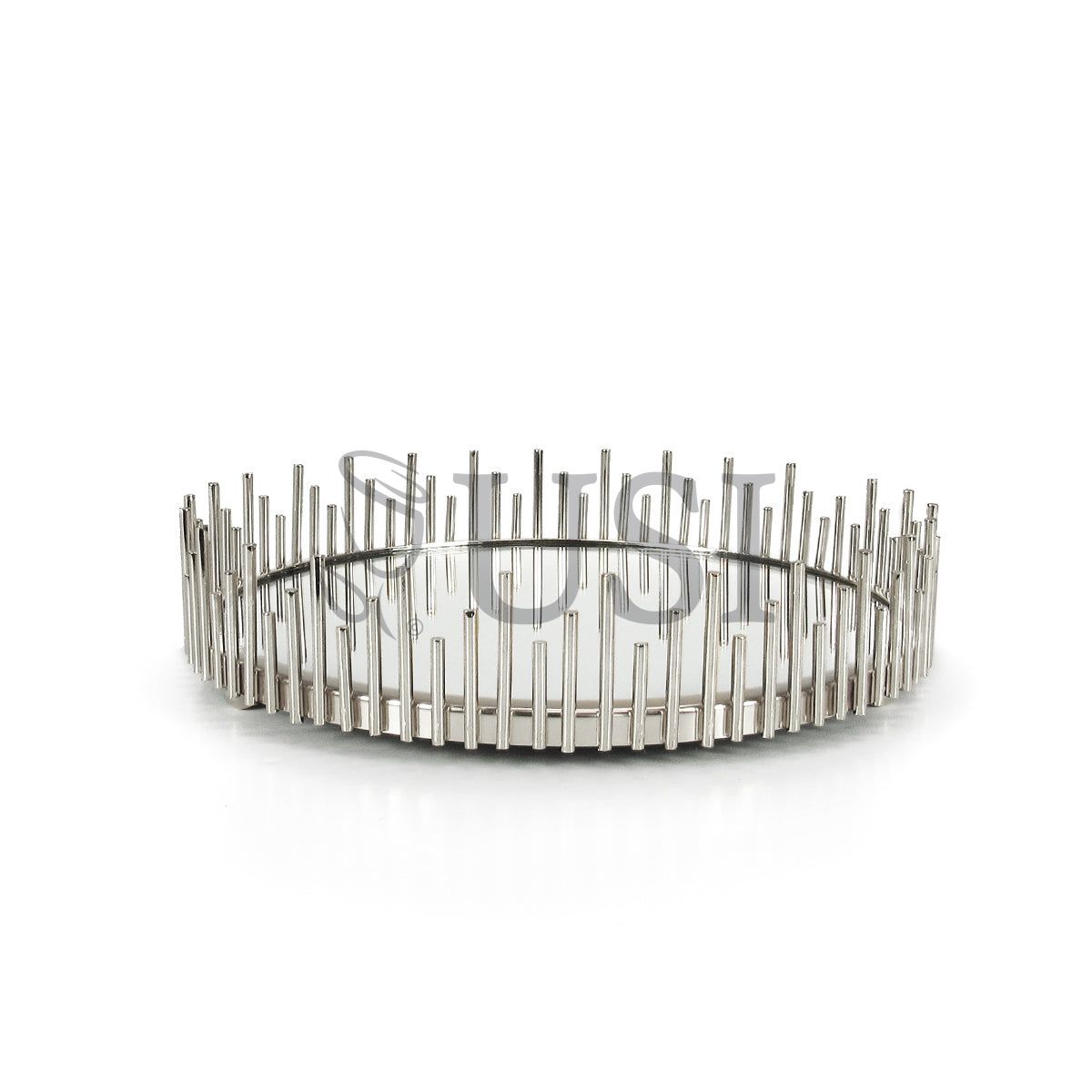 Sunburst Round Metal Mirror Tray, 10in, Silver
