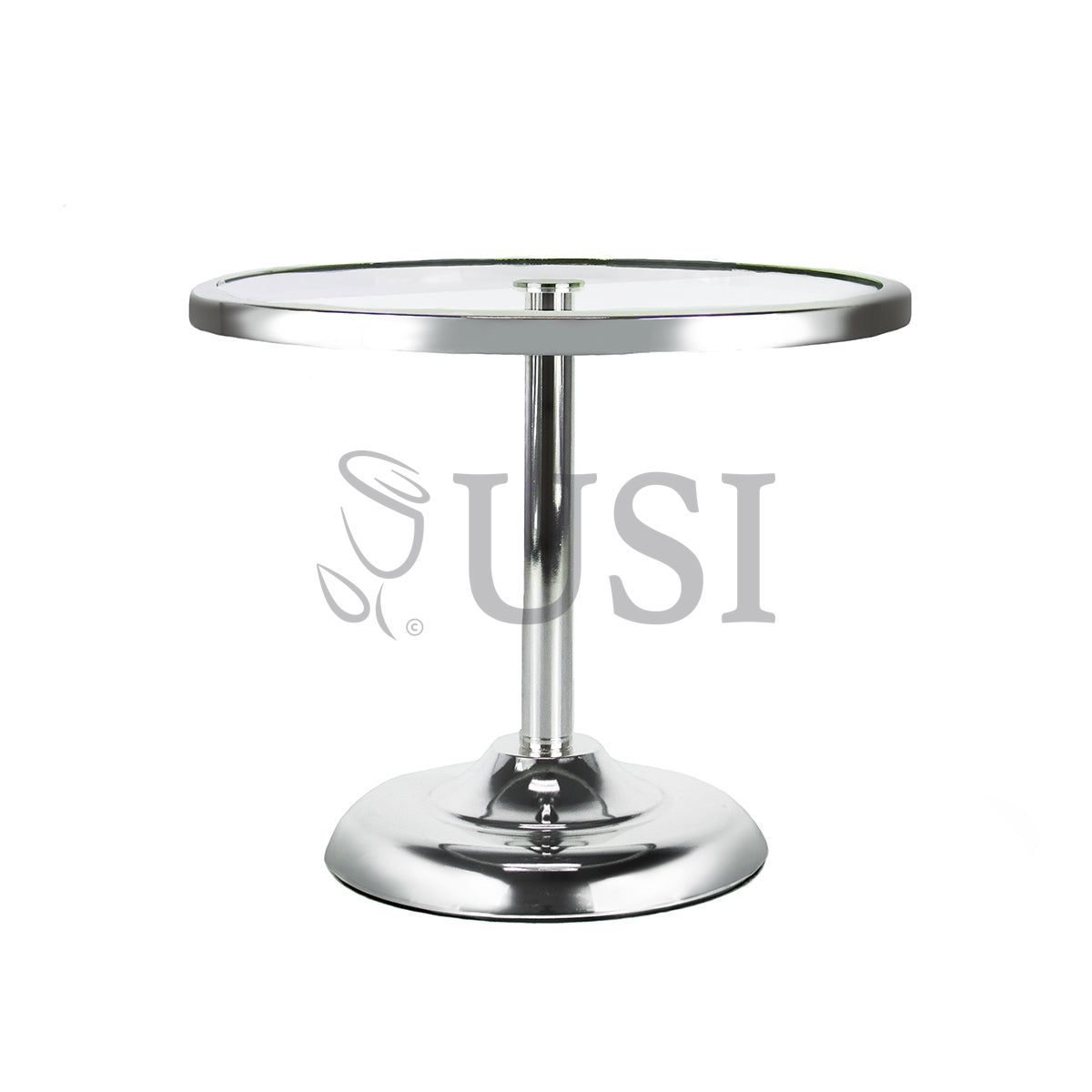 Glass Top Round Dessert Display Stand Small, 8x9.75in, Silver
