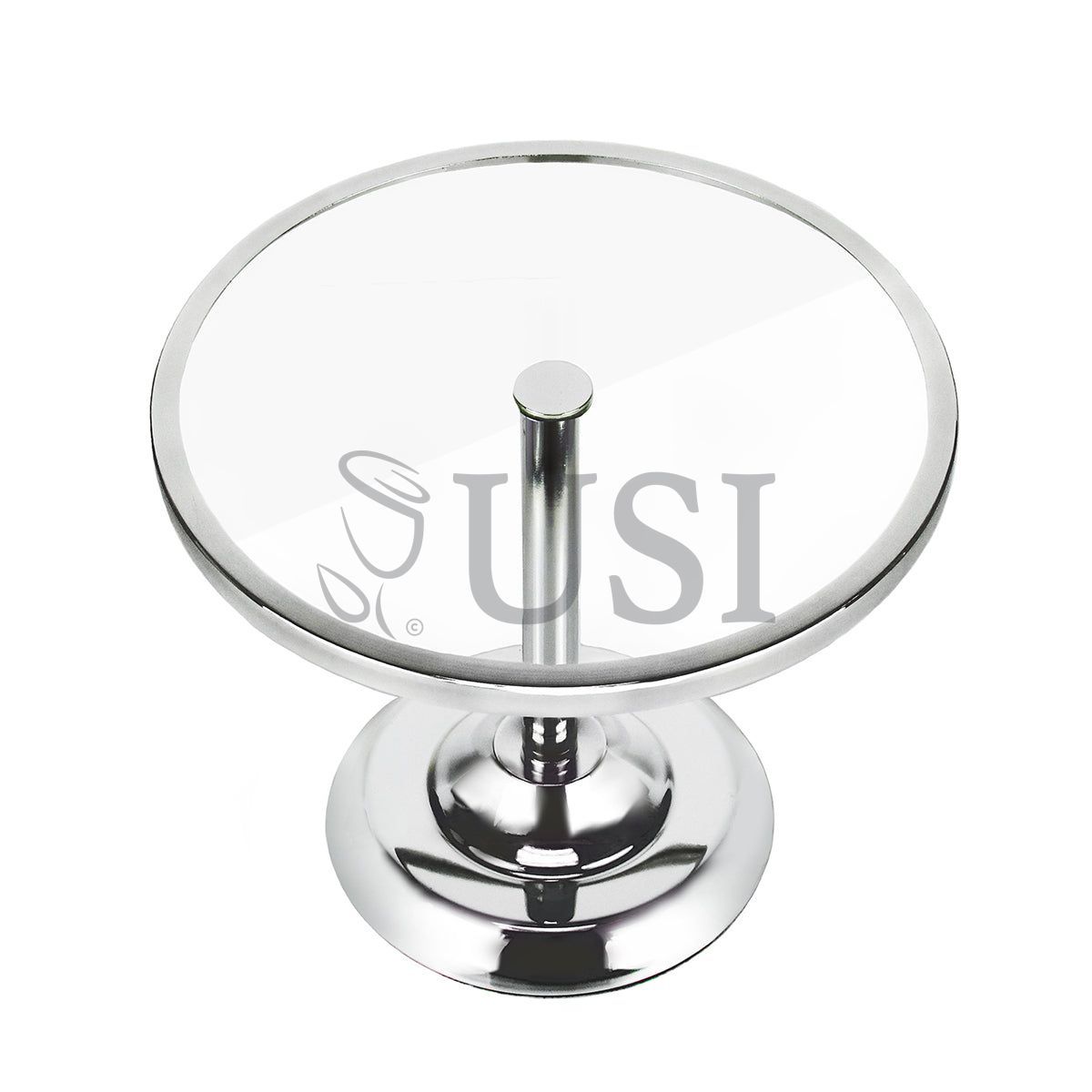 Glass Top Round Dessert Display Stand Small, 8x9.75in, Silver
