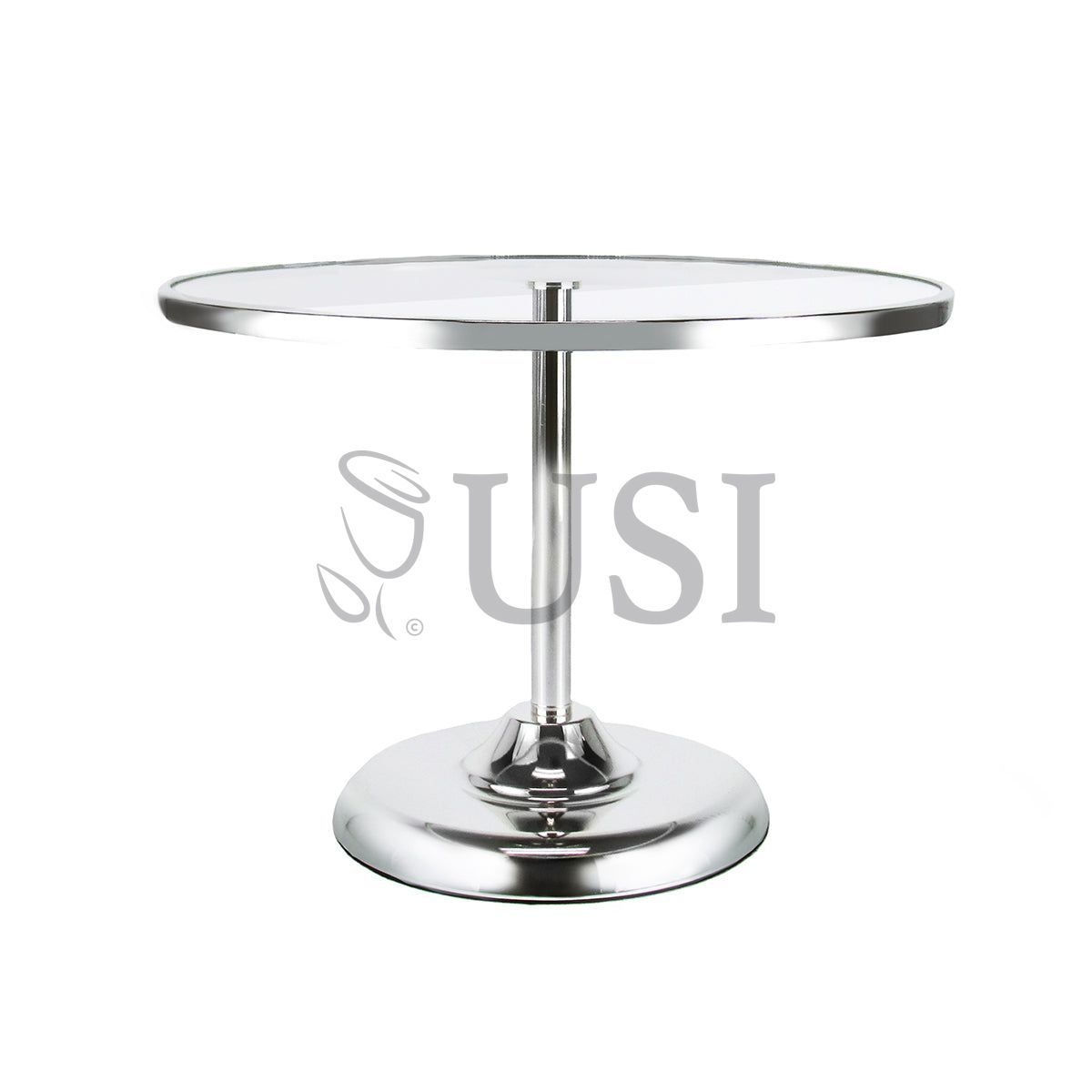 Glass Top Round Dessert Display Stand Medium, 8.5x11.25in, Silver