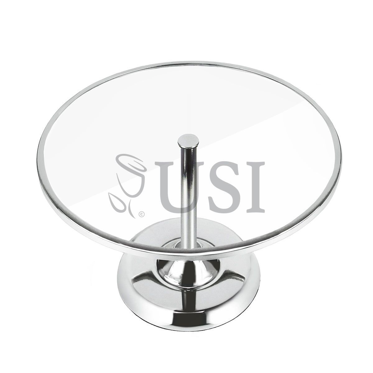 Glass Top Round Dessert Display Stand Medium, 8.5x11.25in, Silver