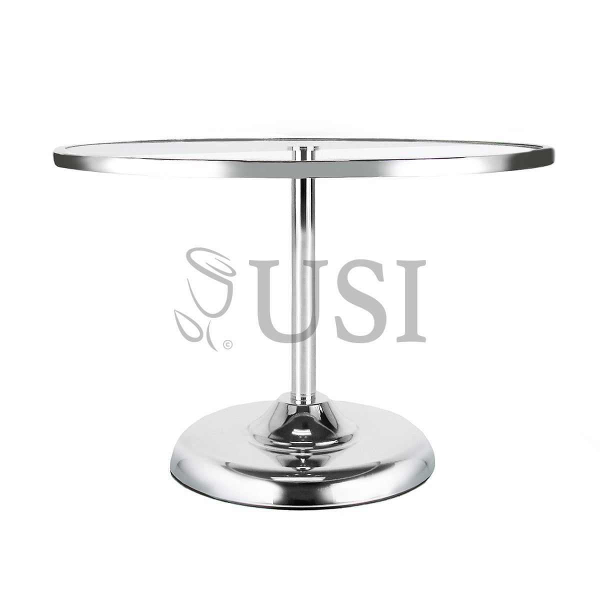 Glass Top Round Dessert Display Stand Large, 9x13.25in, Silver