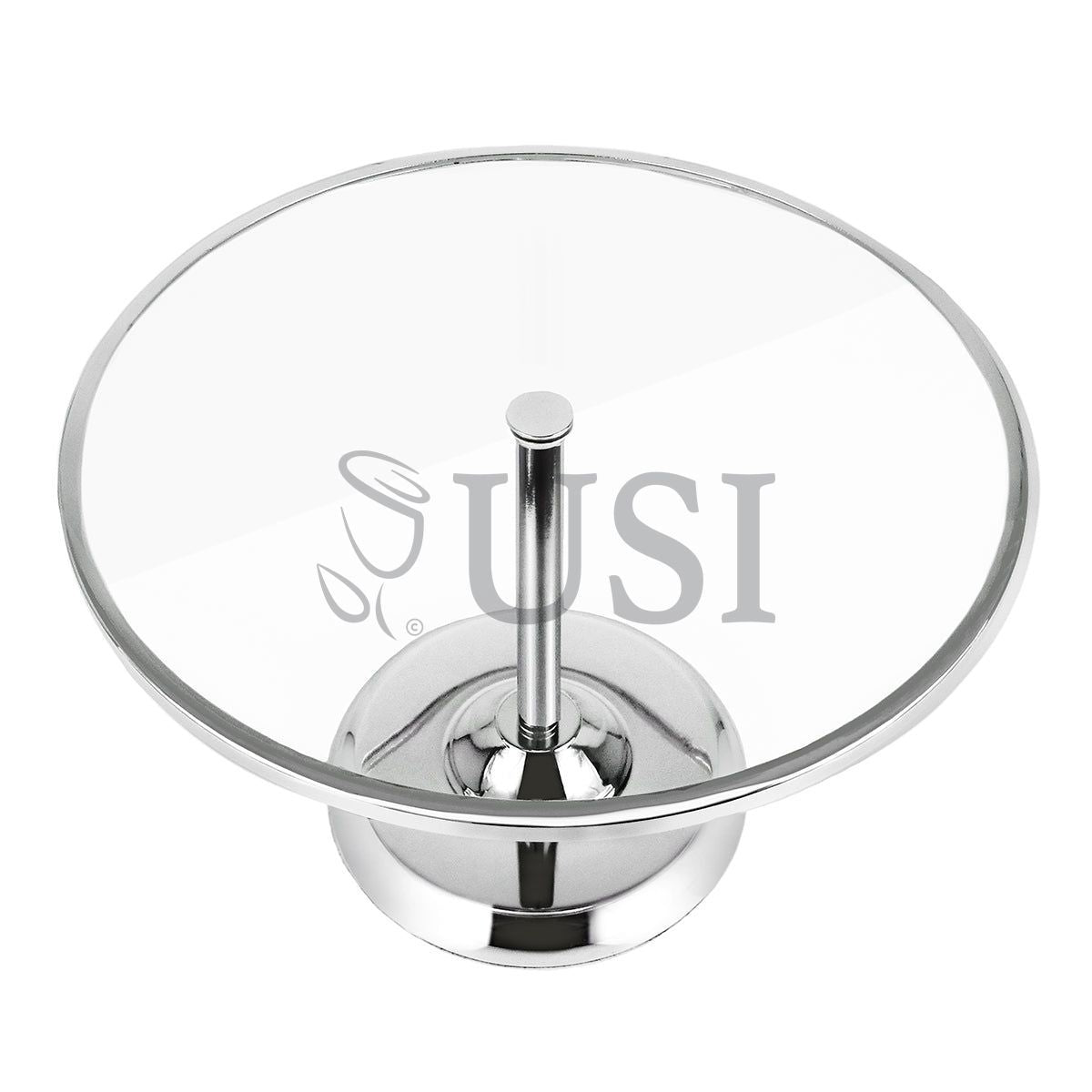 Glass Top Round Dessert Display Stand Large, 9x13.25in, Silver