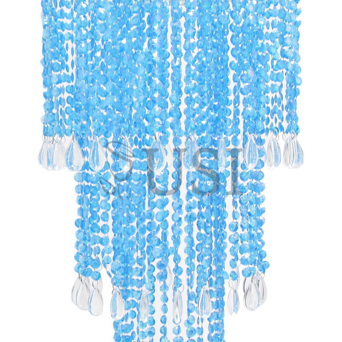 Three Tier Tear Drop Chandelier, 21in, Turquoise