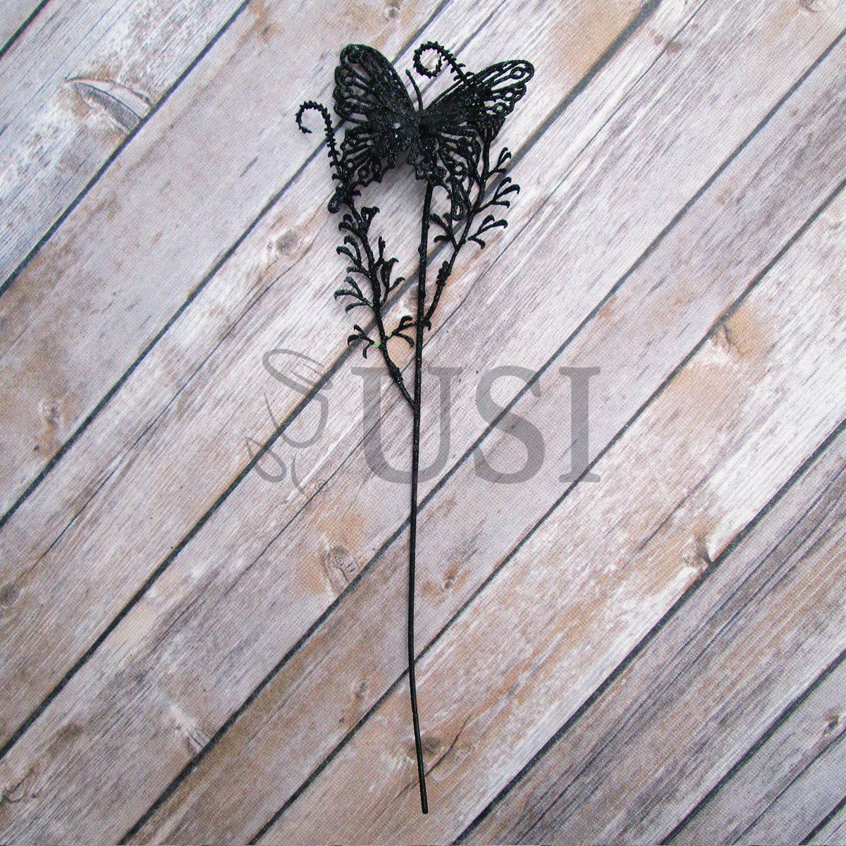 Glitter Butterfly Spray Small, 15in, Black