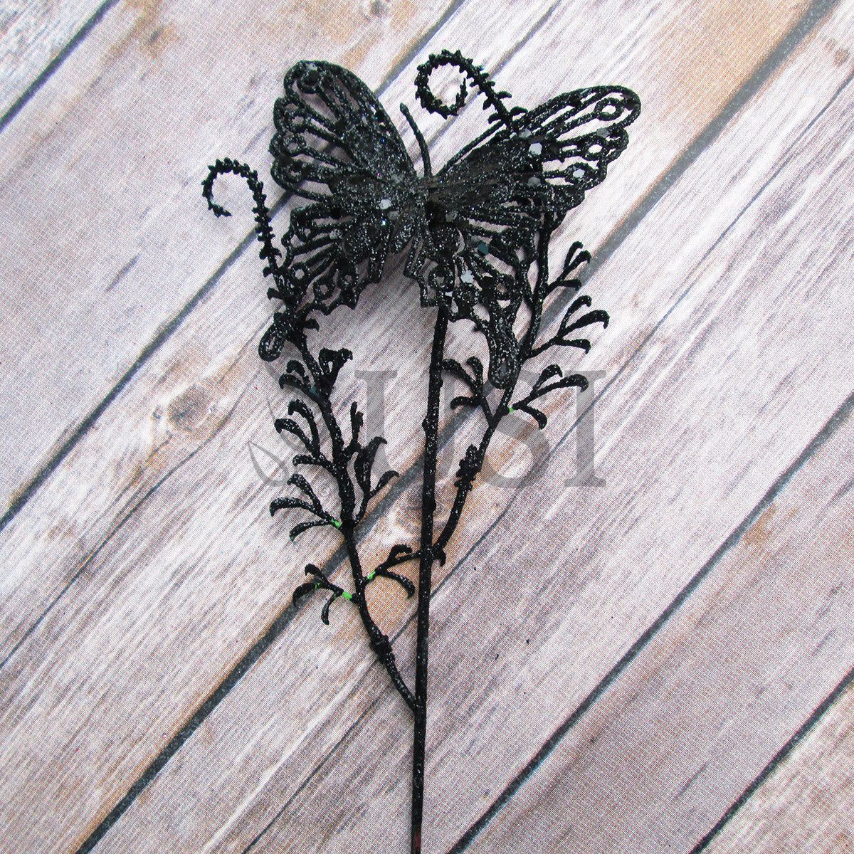 Glitter Butterfly Spray Small, 15in, Black