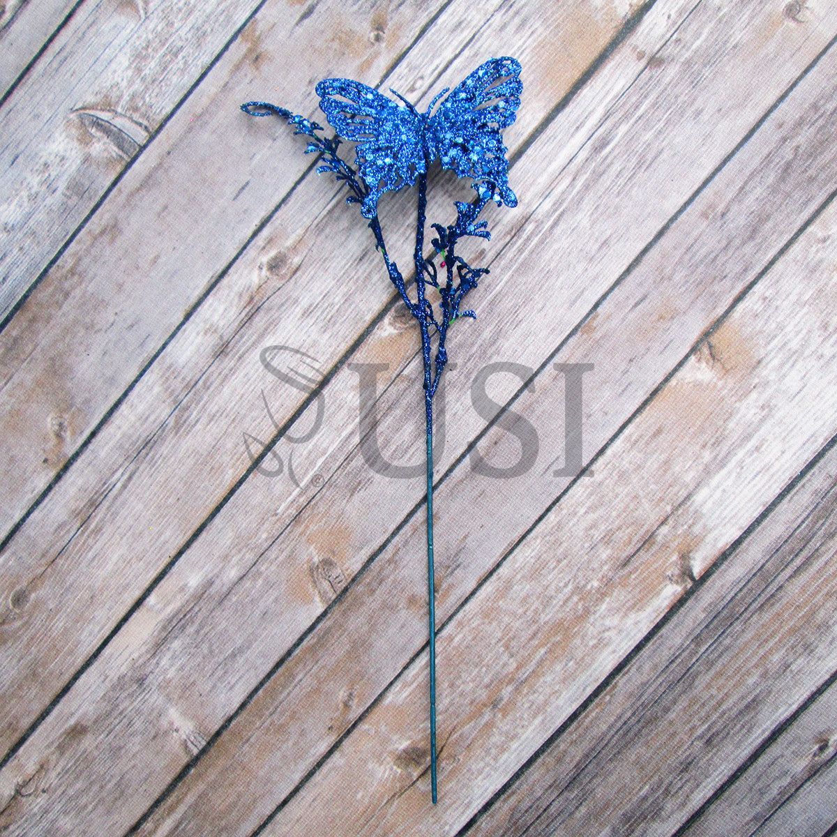 Glitter Butterfly Spray Small, 15in, Royal Blue