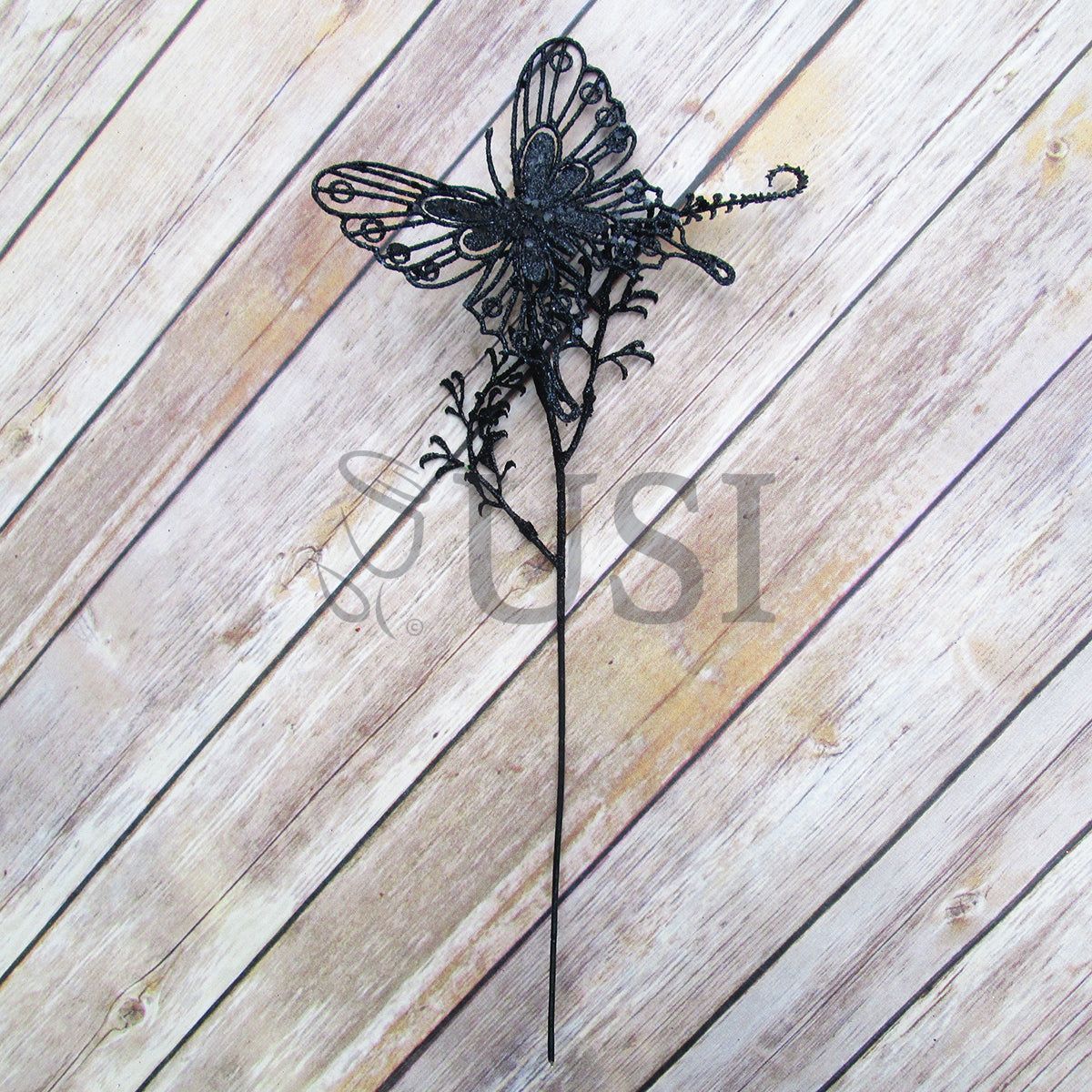 Glitter Butterfly Spray Large, 15in, Black