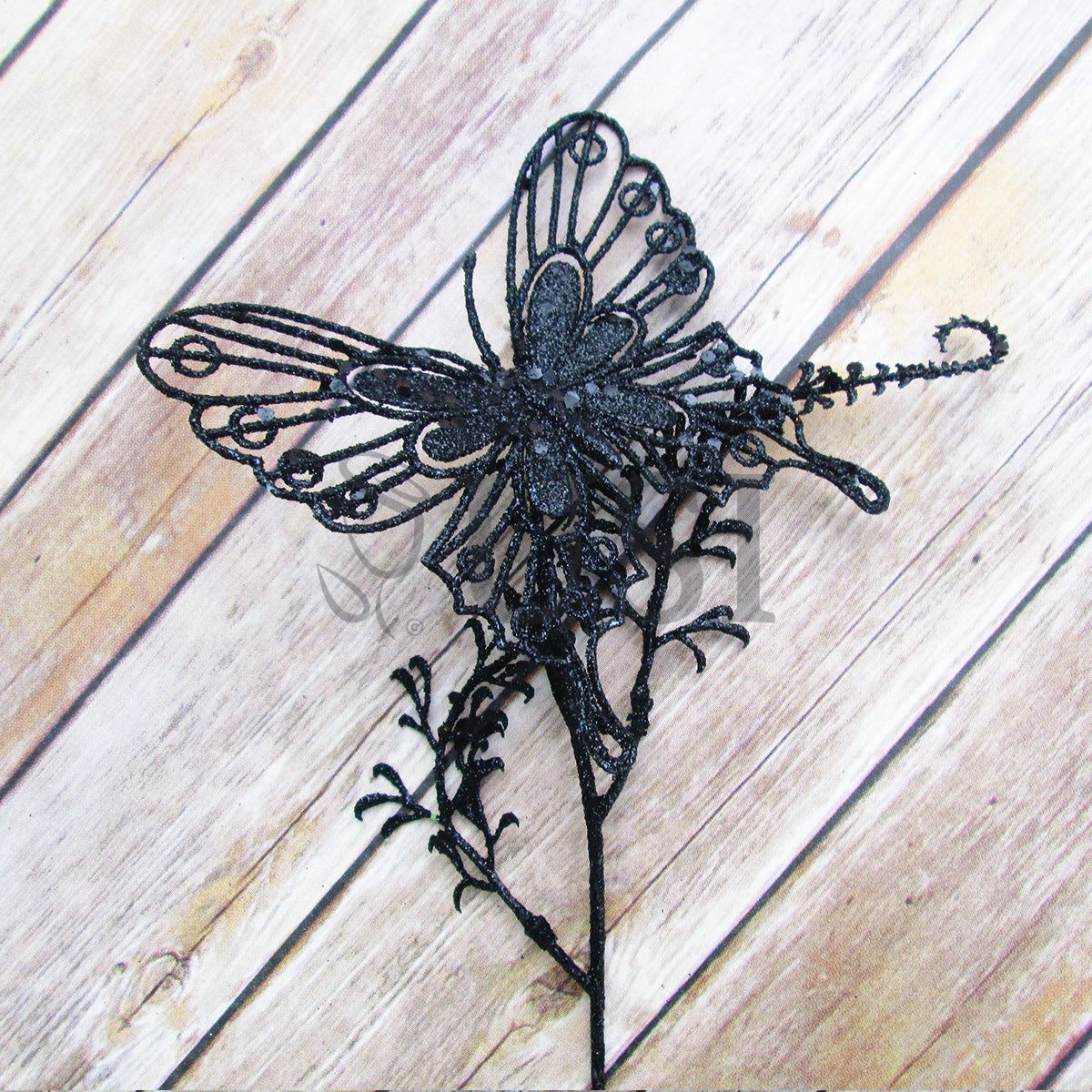 Glitter Butterfly Spray Large, 15in, Black
