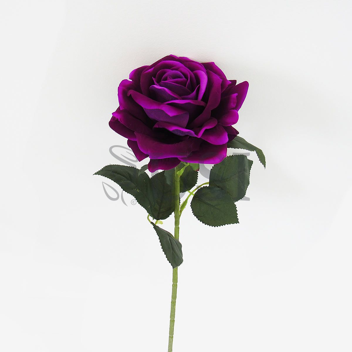 Velvet Jumbo Open Rose Stem, 30in, Plum Purple