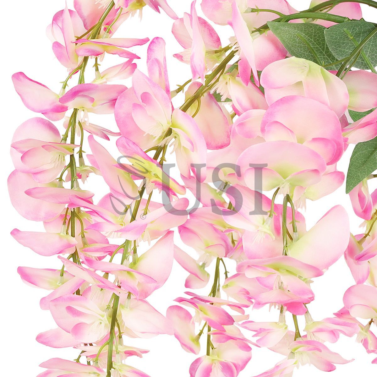 Japanese Wisteria Hanging Flower Spray x6, 44in, Cream Pink