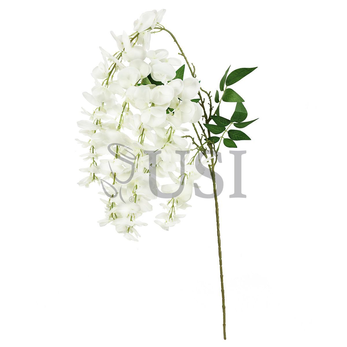 Japanese Wisteria Hanging Flower Spray x6, 44in, Cream White