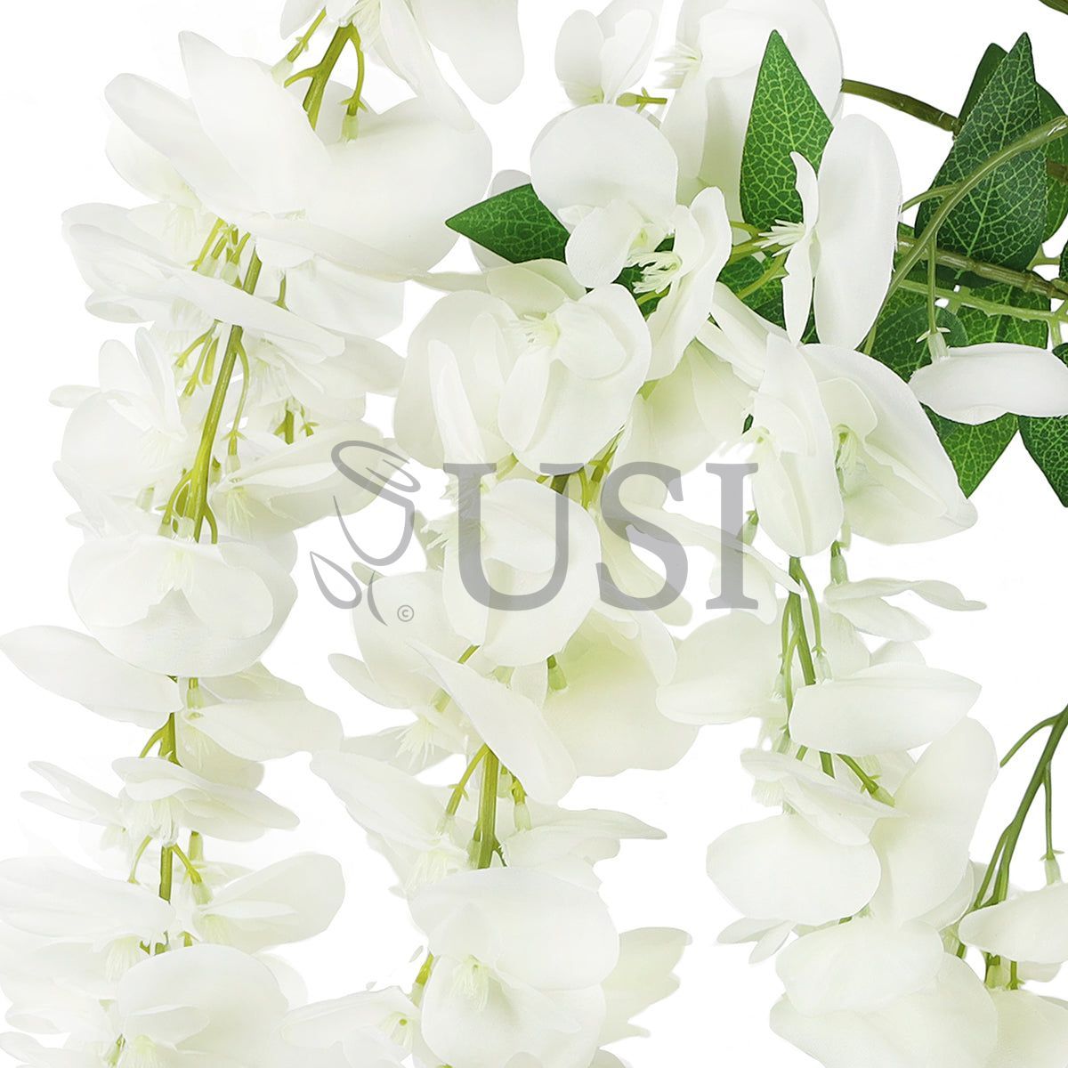Japanese Wisteria Hanging Flower Spray x6, 44in, Cream White