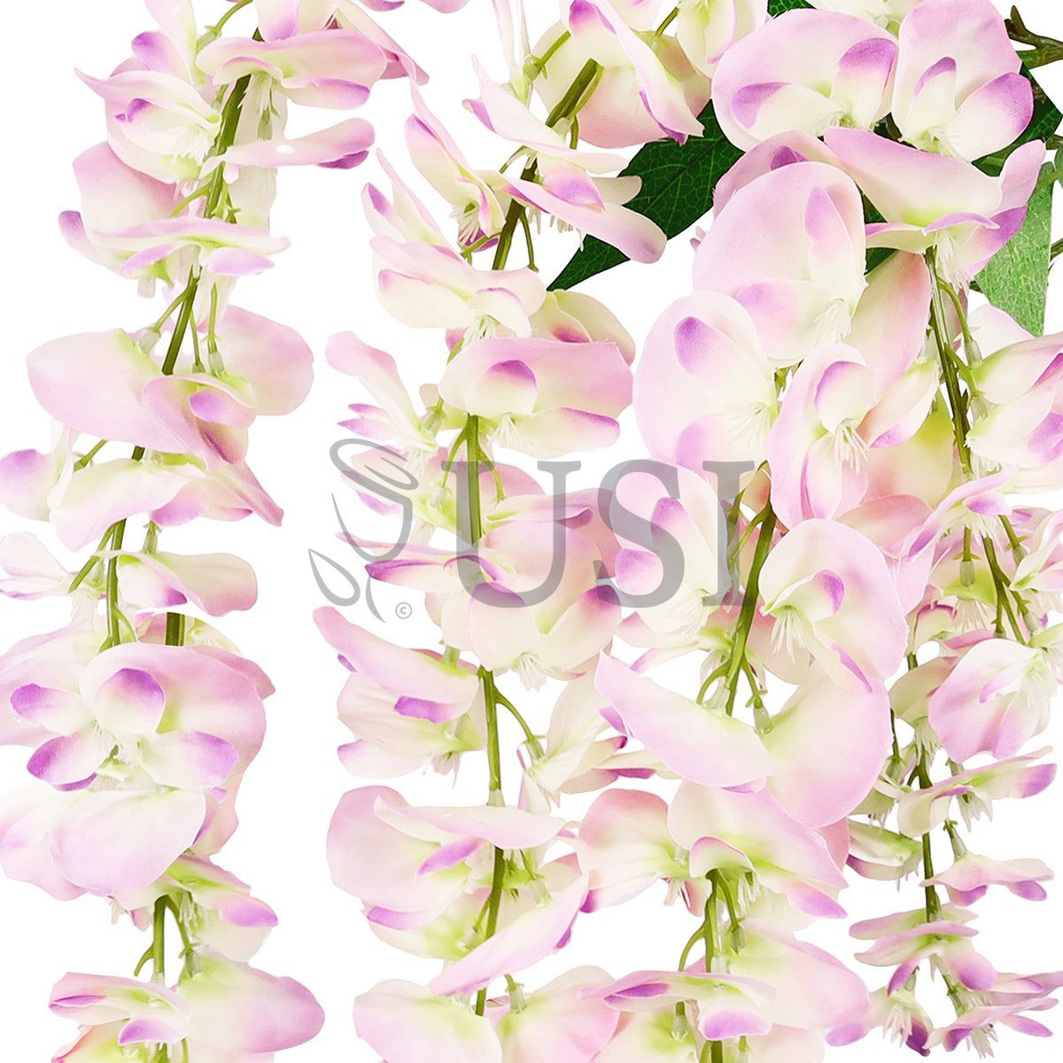 Japanese Wisteria Hanging Flower Spray x6, 44in, Lavender Cream