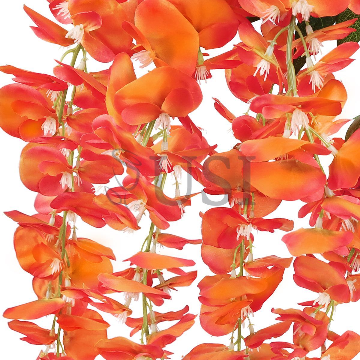 Japanese Wisteria Hanging Flower Spray x6, 44in, Orange