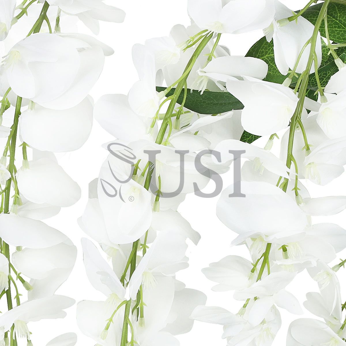 Japanese Wisteria Hanging Flower Spray x6, 44in, White