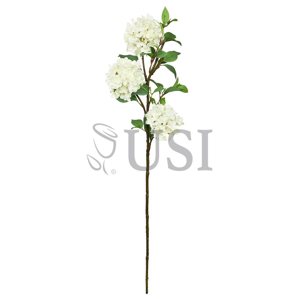 Grand Hydrangea Flower Spray x3, 38in, Cream White