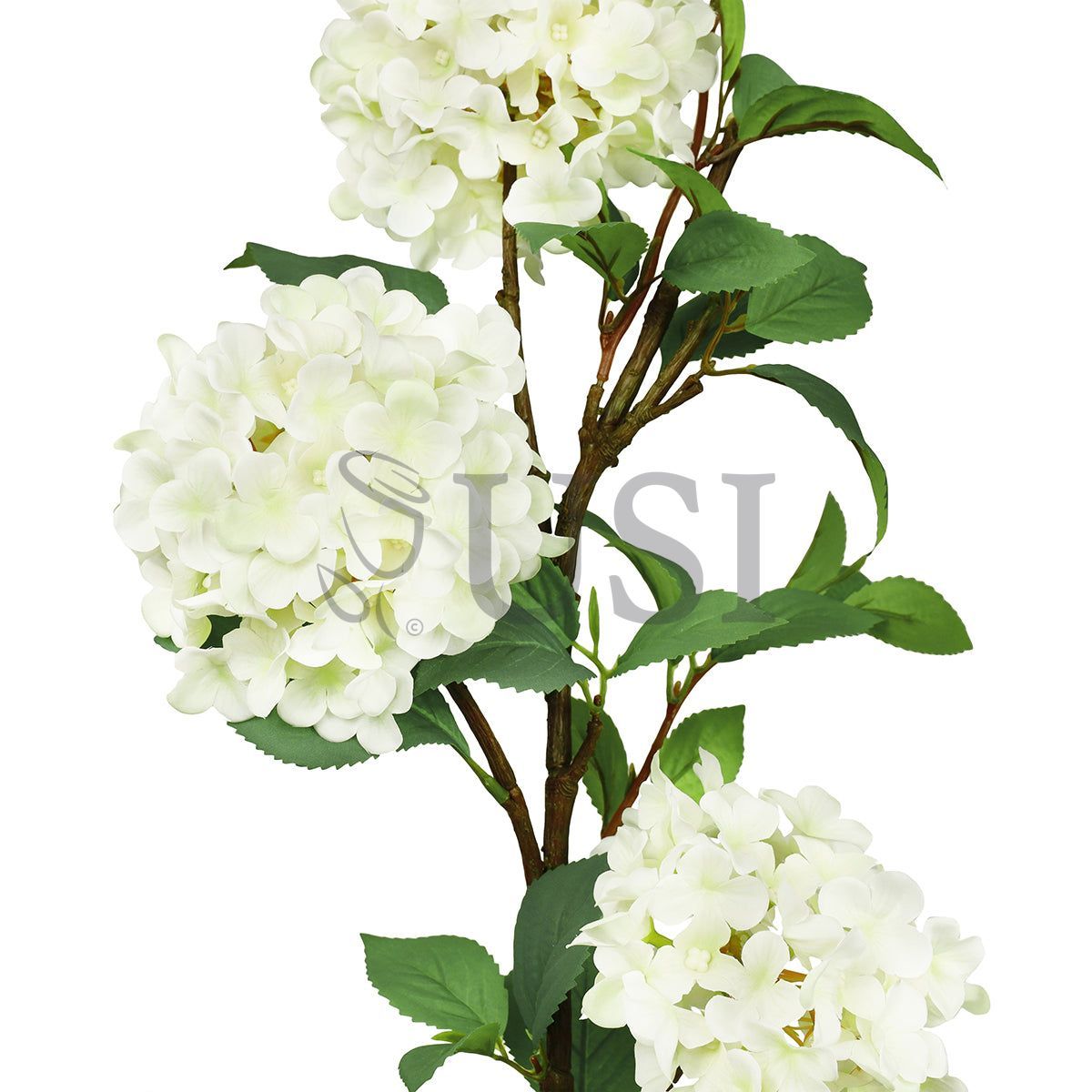 Grand Hydrangea Flower Spray x3, 38in, Cream White