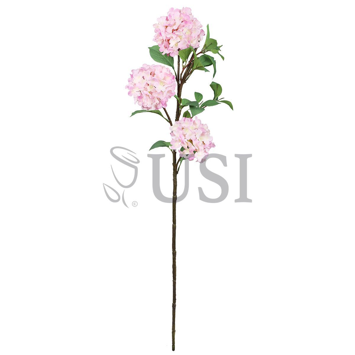 Grand Hydrangea Flower Spray x3, 38in, Light Pink
