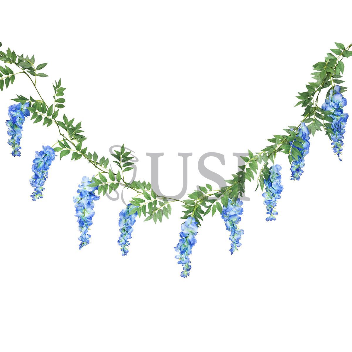 Wisteria Hanging Flower Garland x9, 6ft, Blue