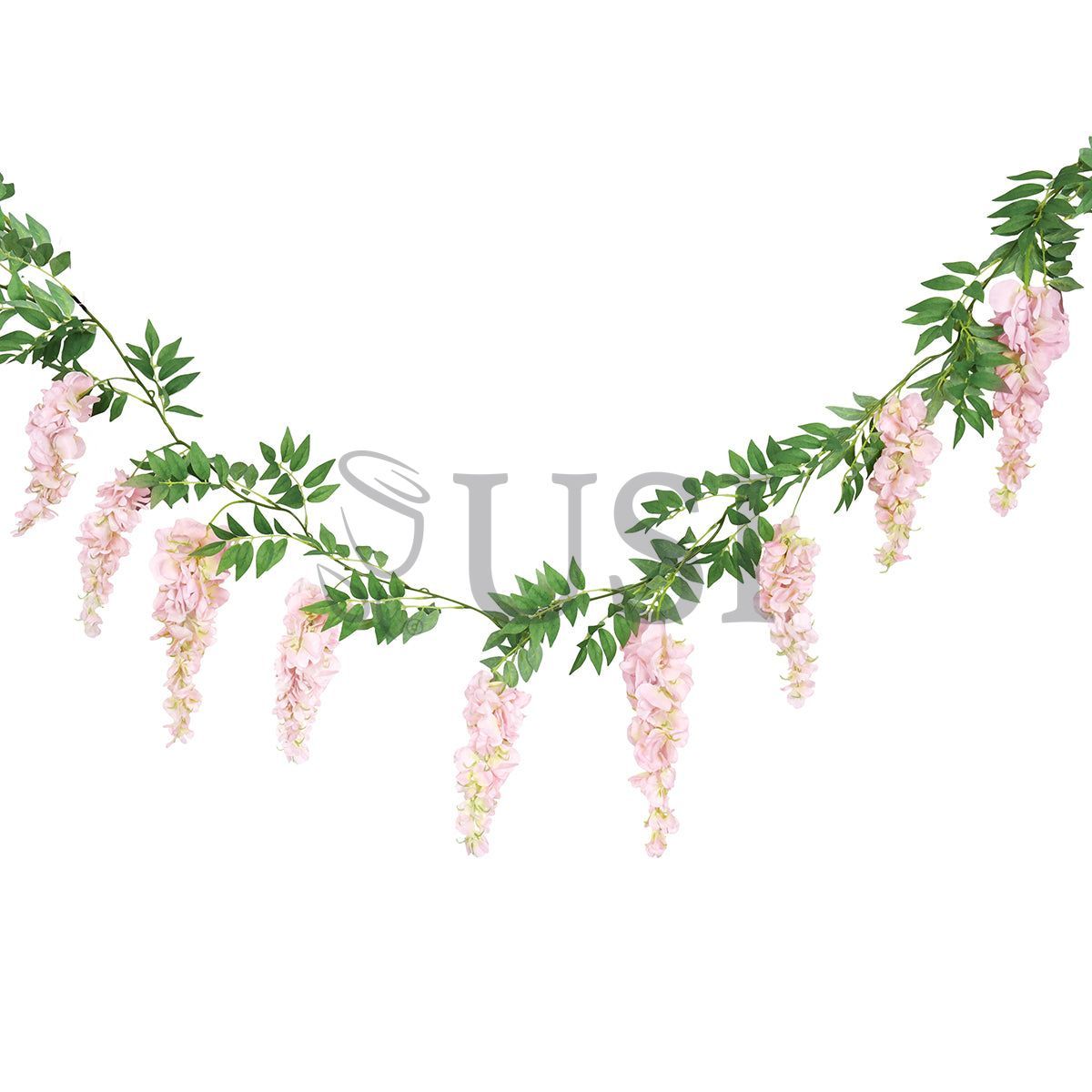 Wisteria Hanging Flower Garland x9, 6ft, Blush Pink