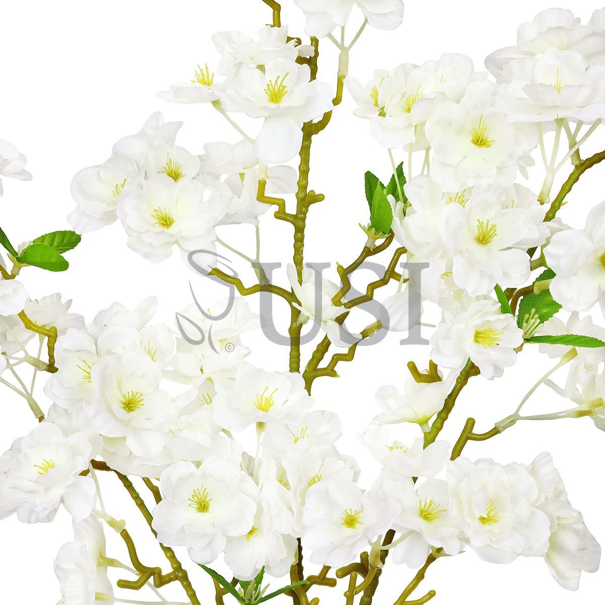 Spring Cherry Blossom Flower Spray, 40in, Cream White