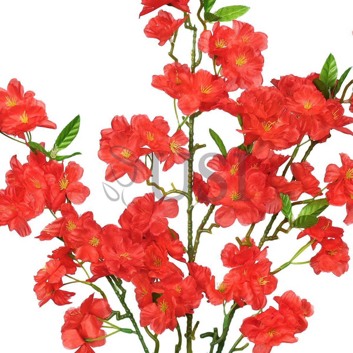 Spring Cherry Blossom Flower Spray, 40in, Red