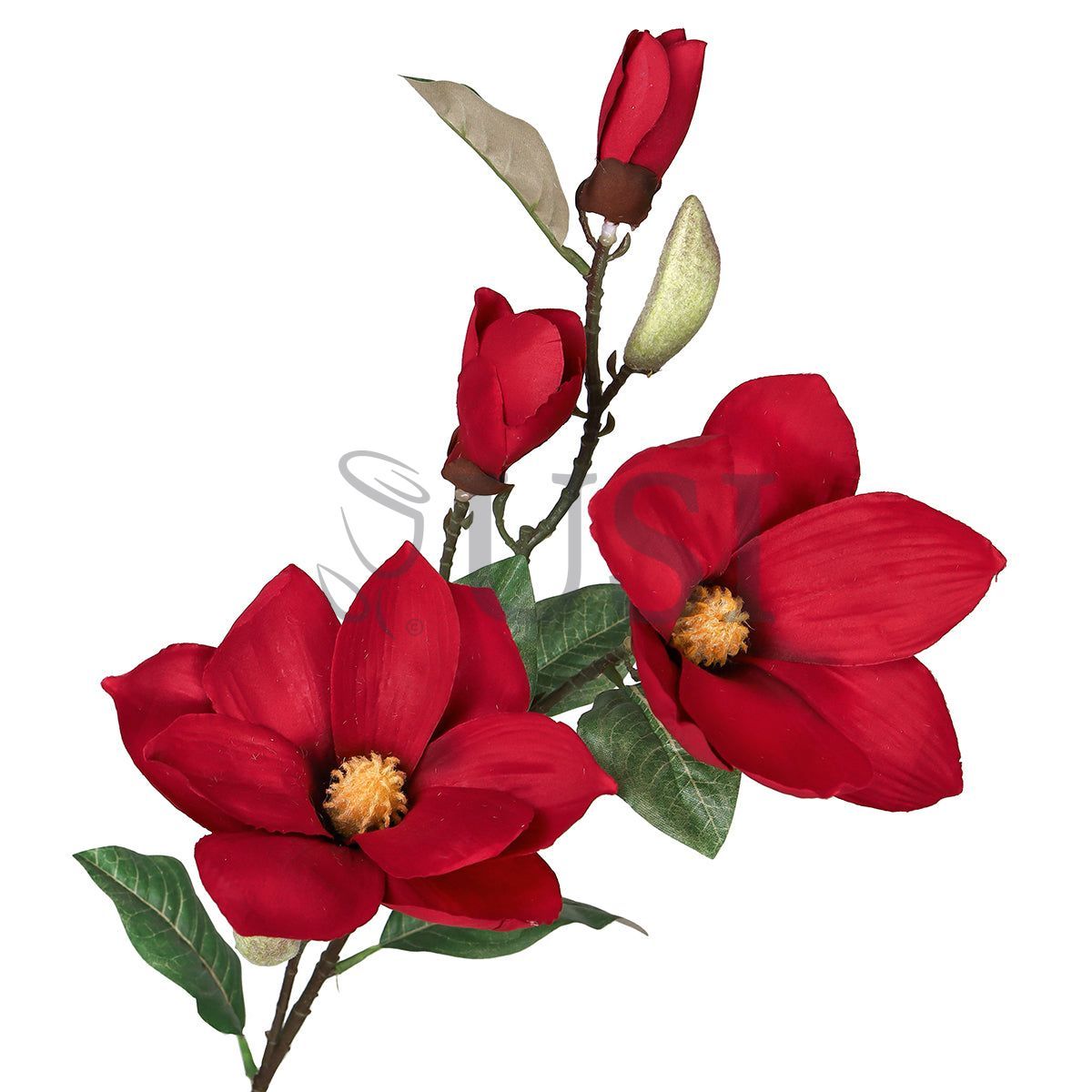 Magnolia Flower Spray x 4 Flo 2 Bud, 32in, Red