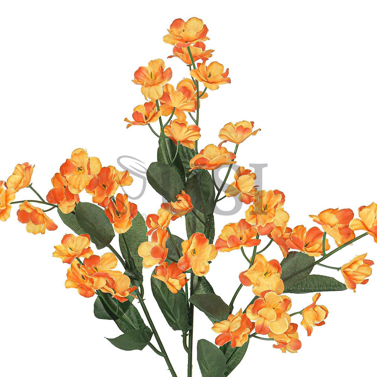 Standard Double Ruffle Baby's Breath Gypsophila Flower Spray, 18in, Orange