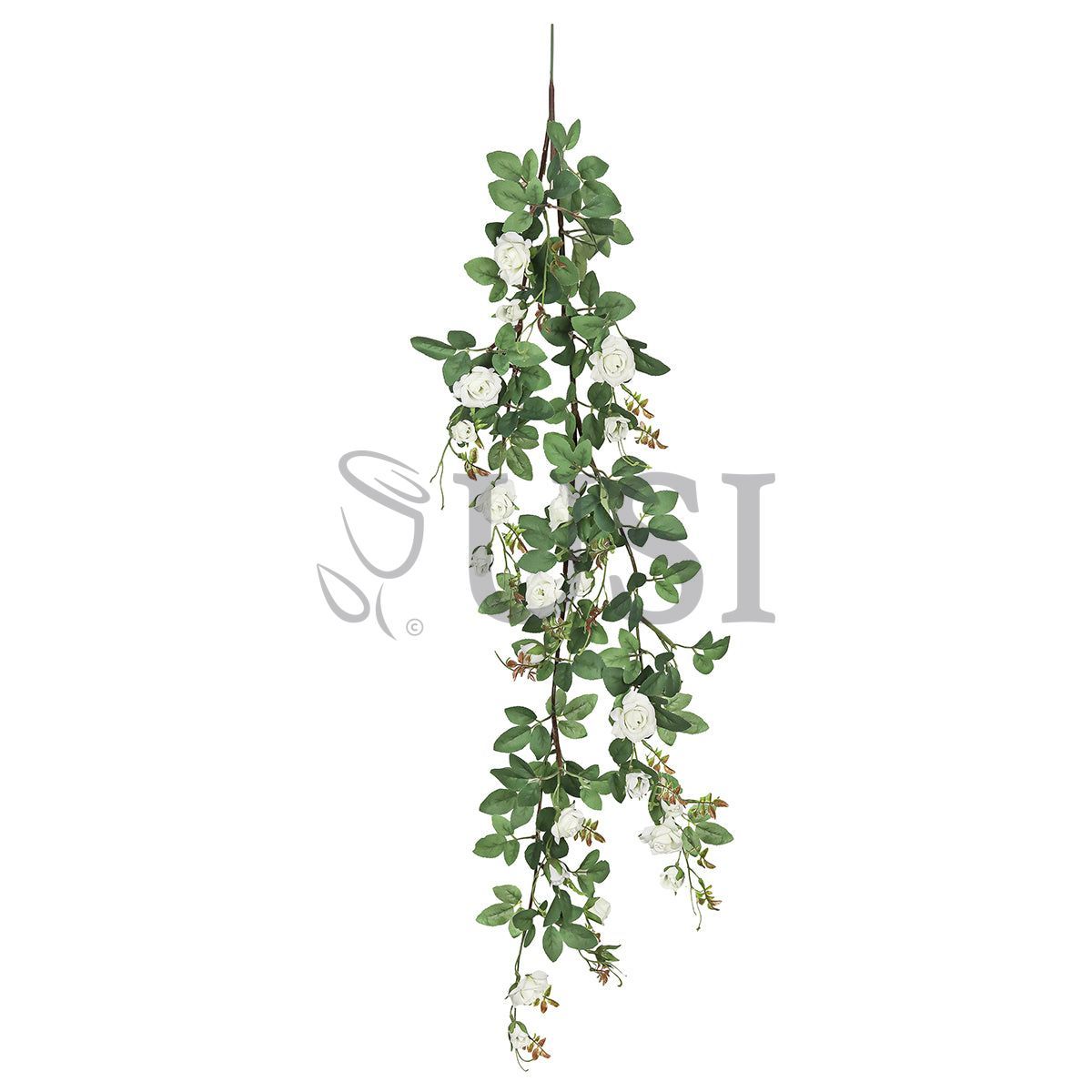 Tea Rose Hanging Flower Vine Spray, 4ft, Cream White