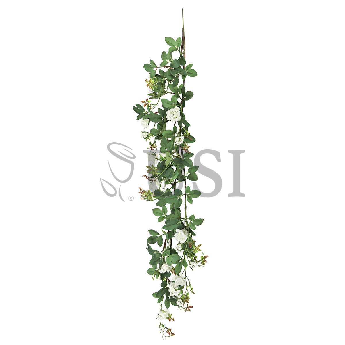 Tea Rose Hanging Flower Vine Spray, 4ft, Cream White