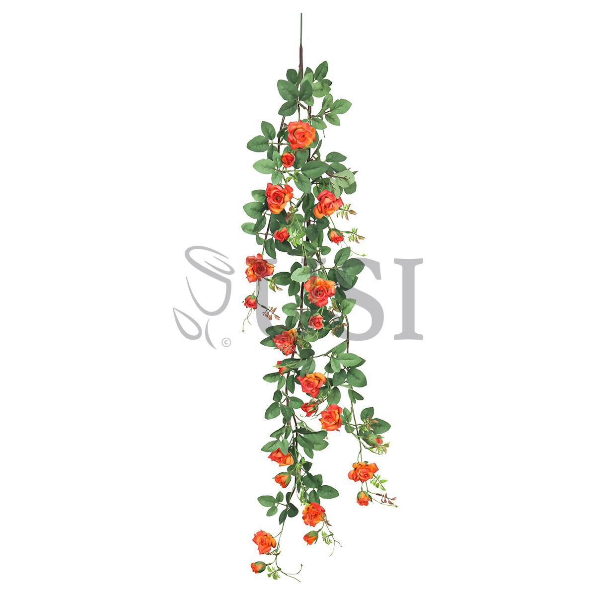 Tea Rose Hanging Flower Vine Spray, 4ft, Orange