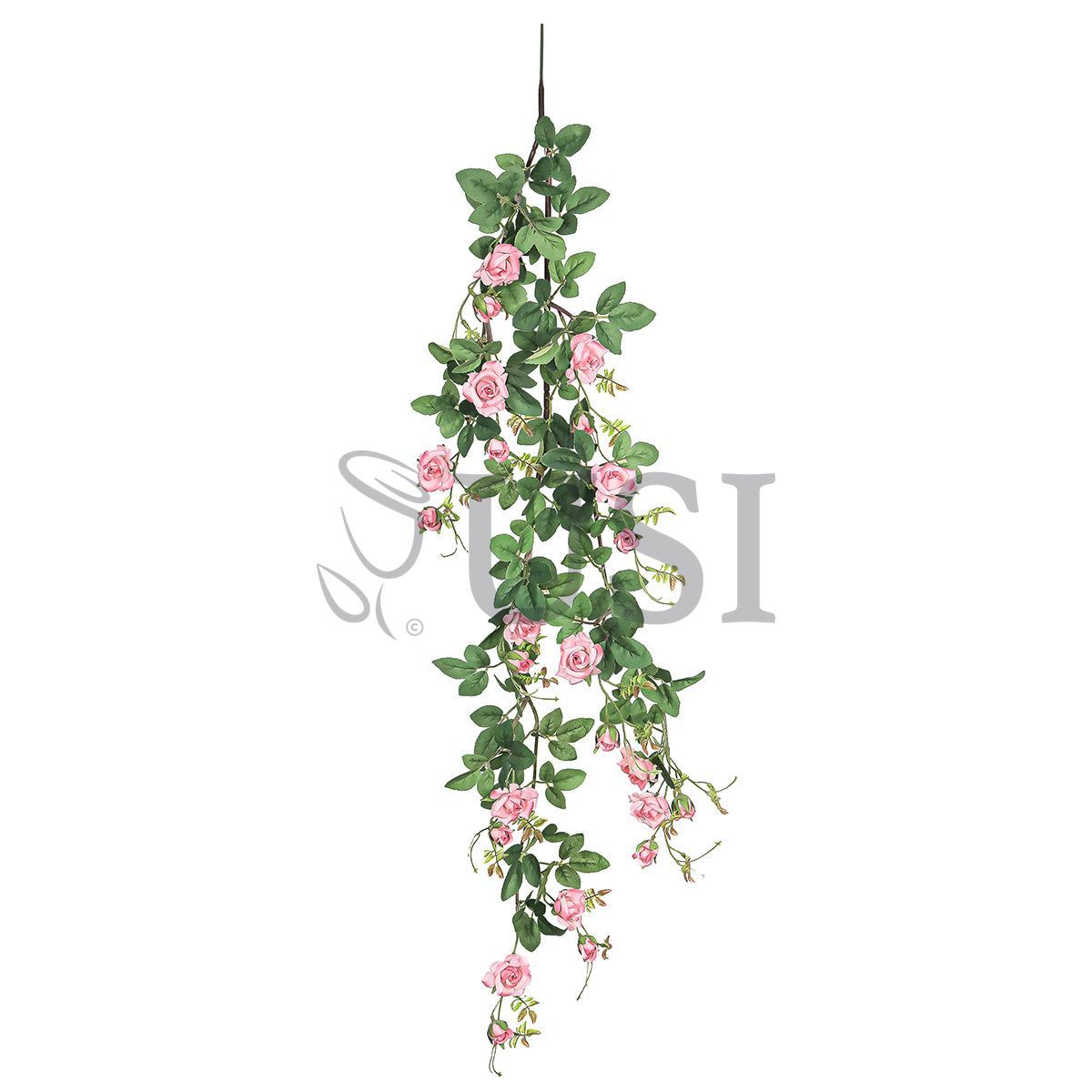 Tea Rose Hanging Flower Vine Spray, 4ft, Pink