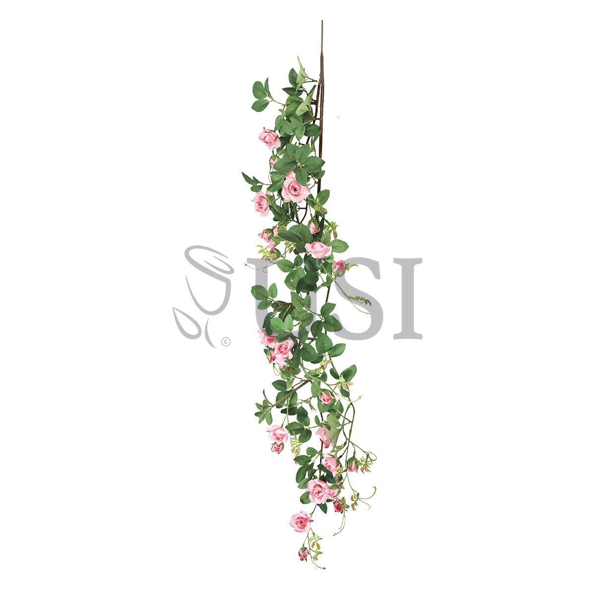 Tea Rose Hanging Flower Vine Spray, 4ft, Pink