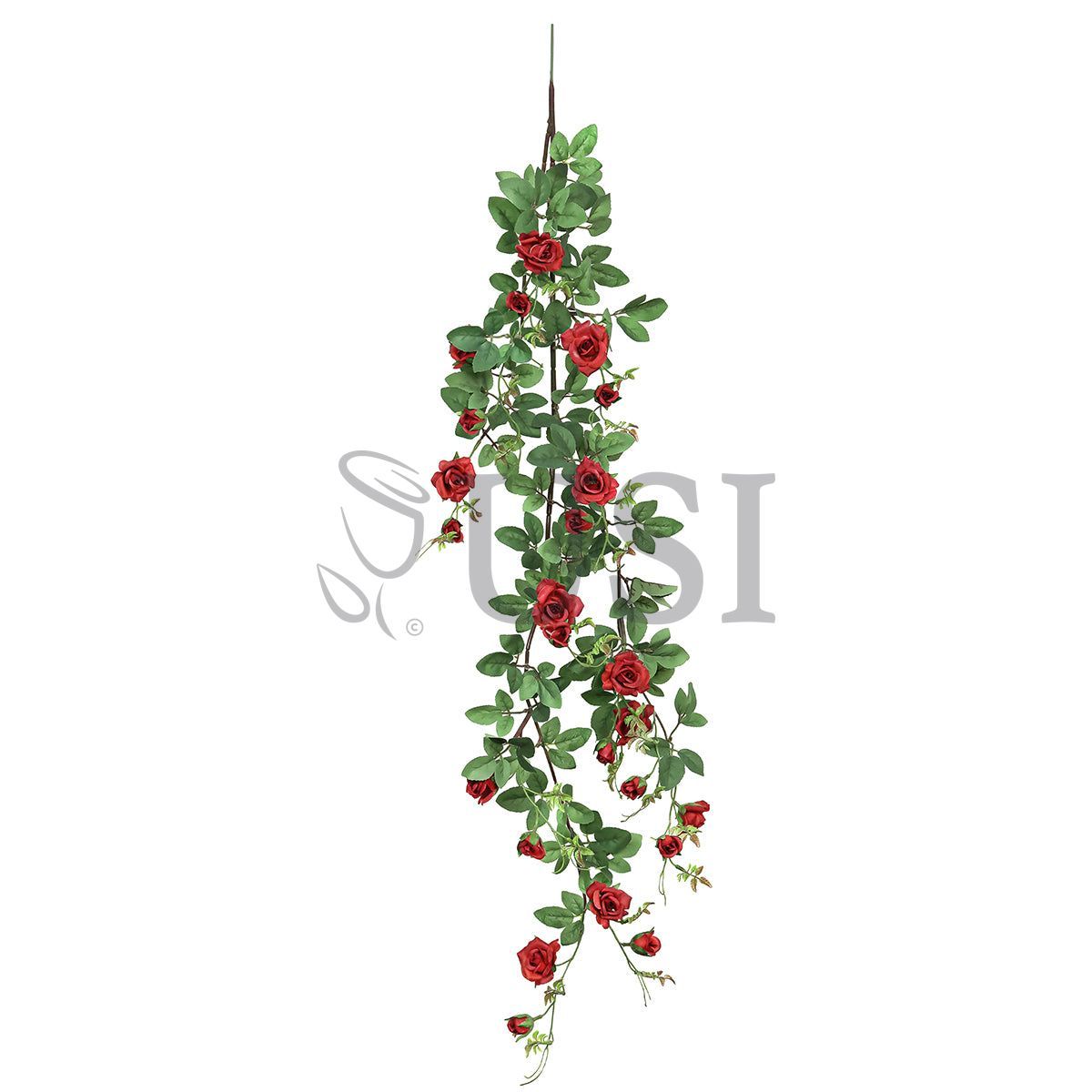 Tea Rose Hanging Flower Vine Spray, 4ft, Red