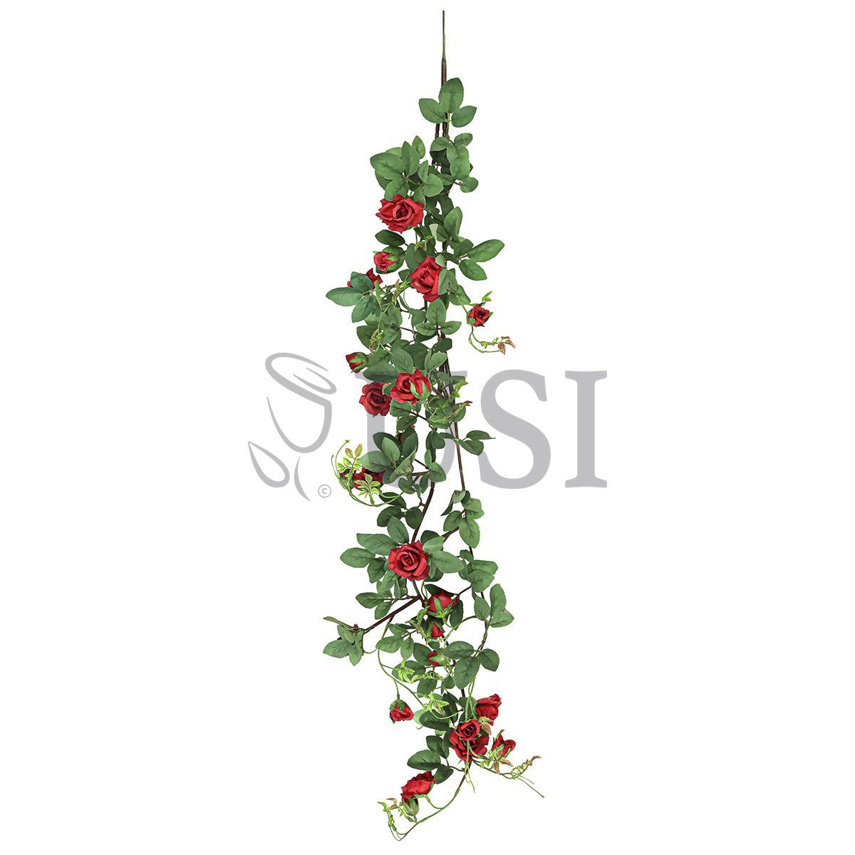 Tea Rose Hanging Flower Vine Spray, 4ft, Red