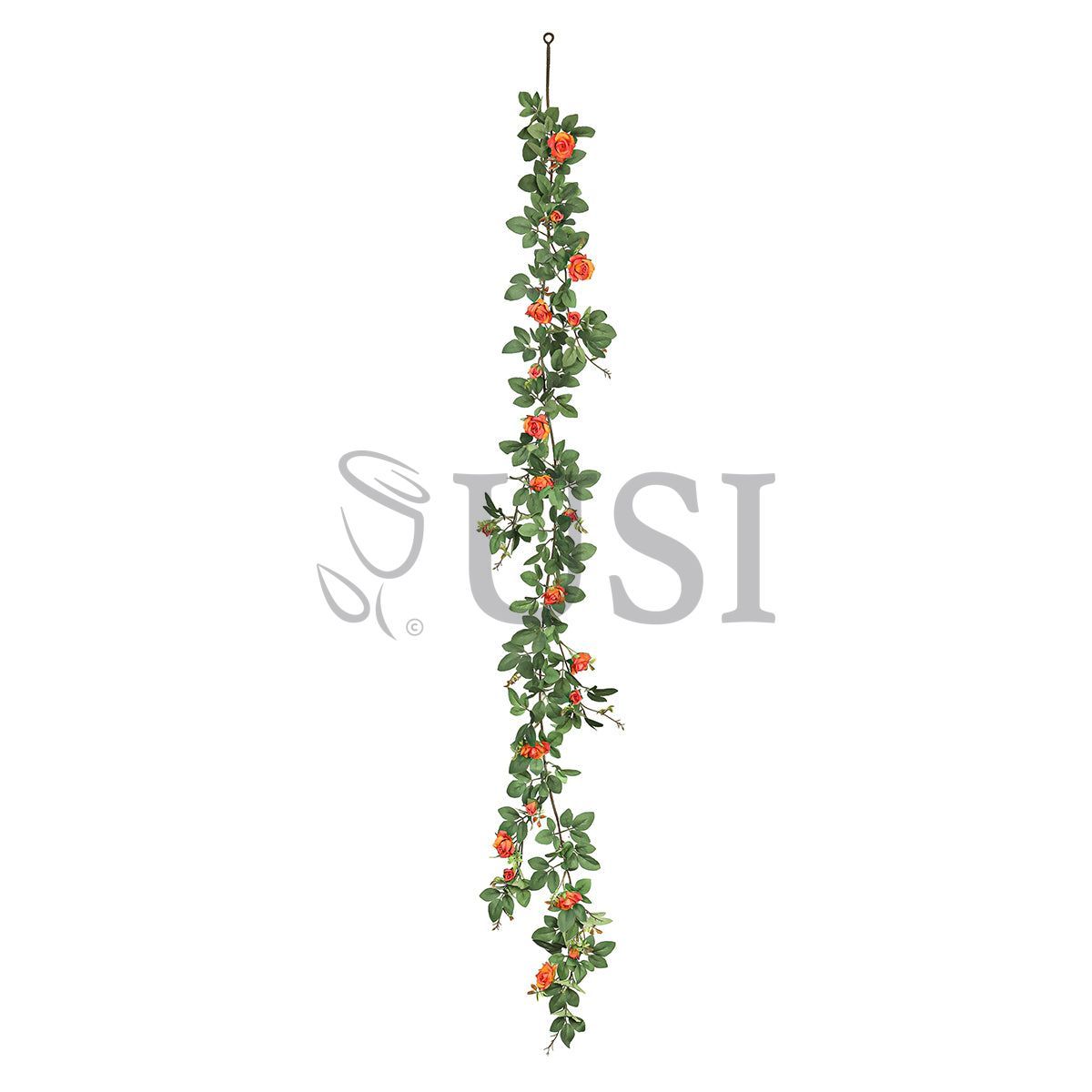 Tea Rose Flower Garland, 6ft, Orange