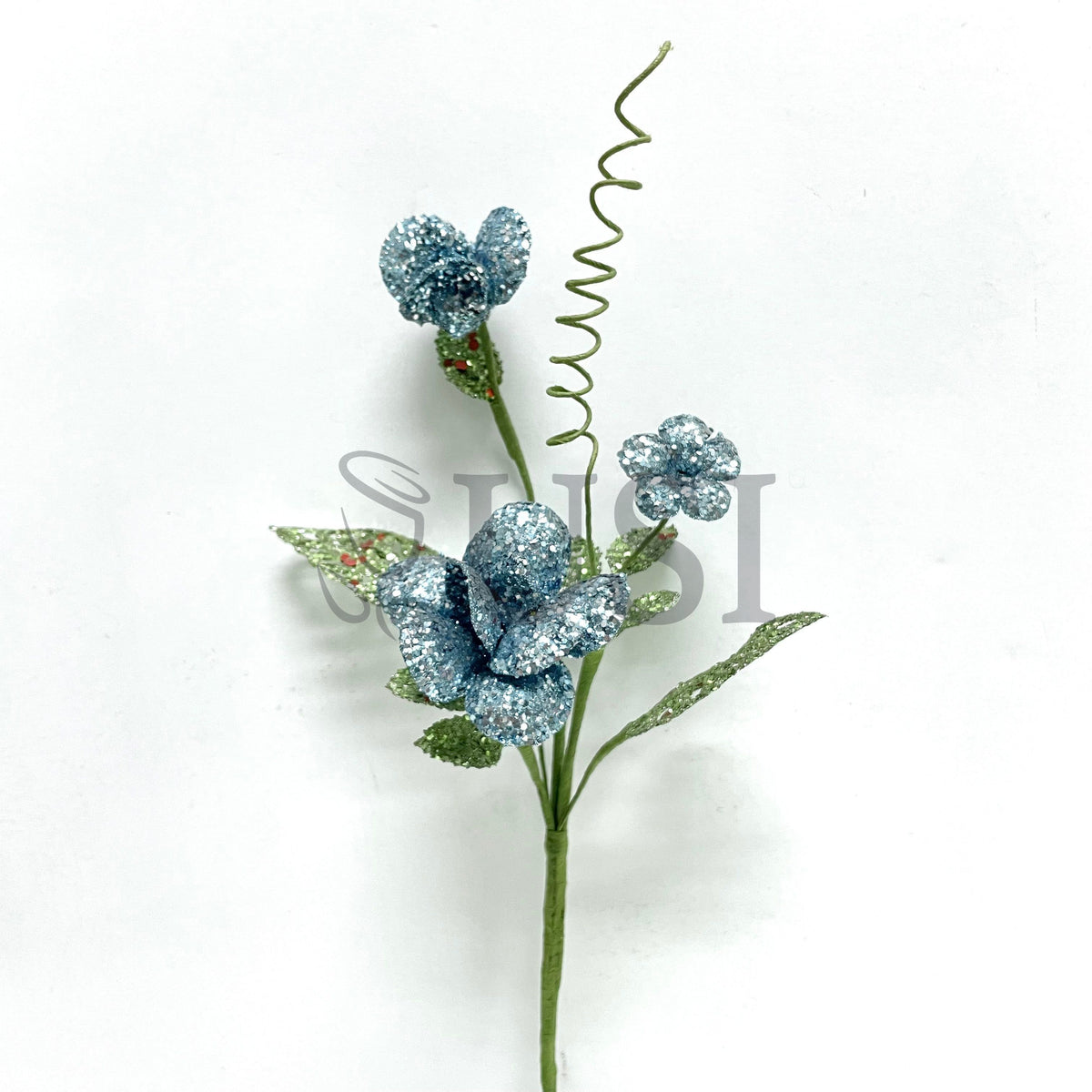 Glitter Rose Pick, 9in, Sky Blue