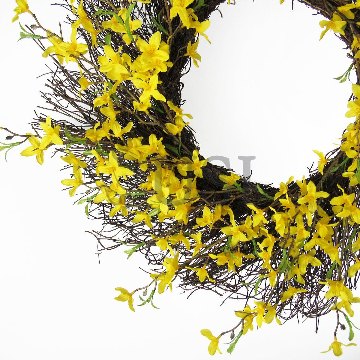 Forsythia Twig Wreath, 24in, Yellow