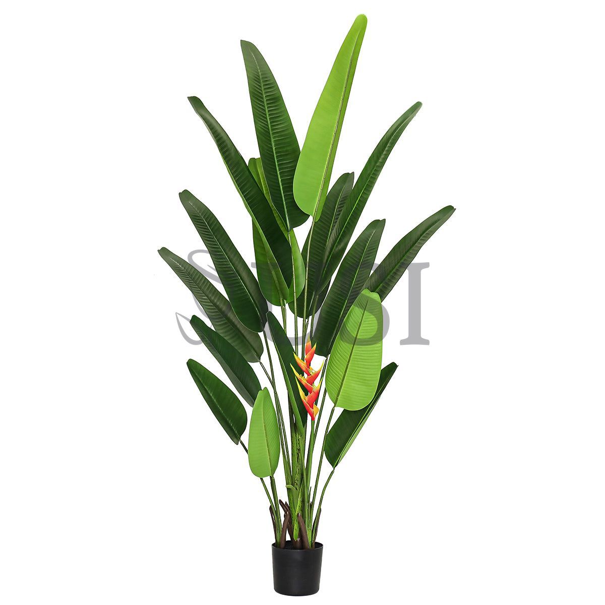 Travelers Palm Tree x16 w Heliconia Real Touch Potted, 7ft, Green Red