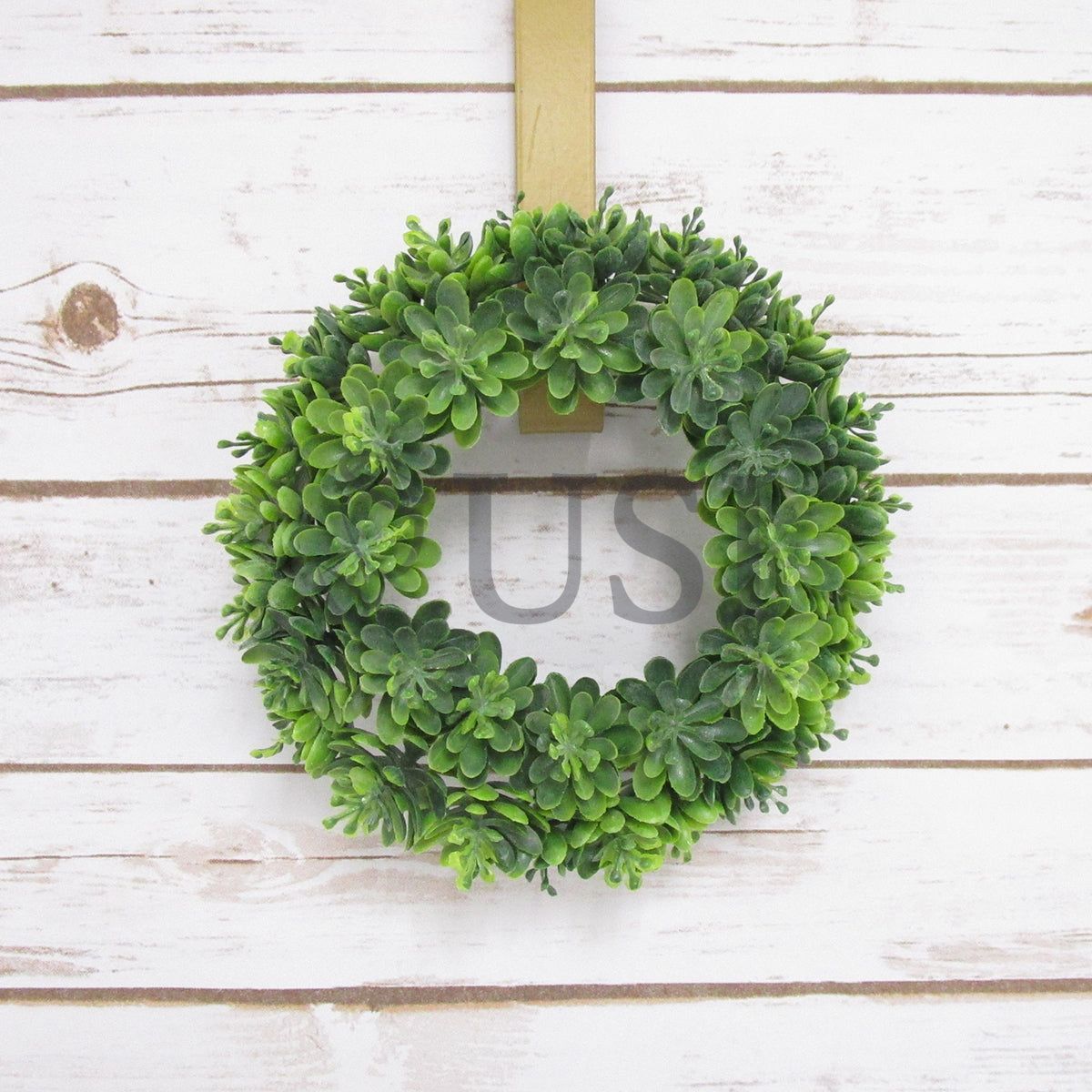 Frosted Gem Lotus Succulent Wreath Plastic, 7.5in, Frosted Green